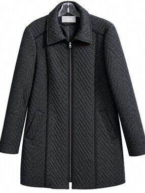 Johnston & Murphy Women's Black Quilted Jacket Full Zip Lightweight Coat Pockets